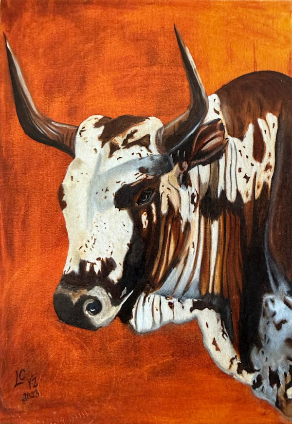 Nguni Cow (Mini Fine Art Print / Post Card / A6) by CELINE LEFORT