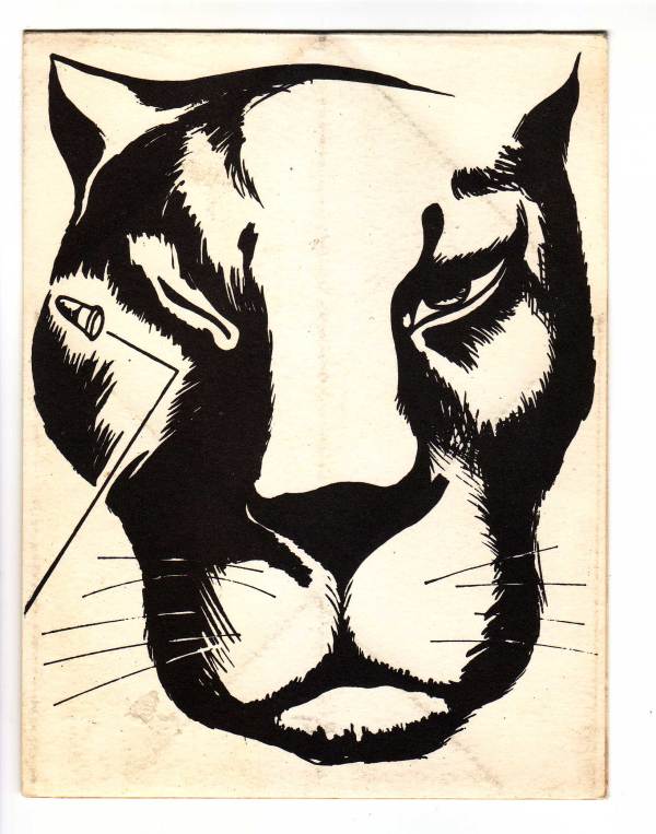 Black Panther fold-out card/poster | OSPAAAL, Cuba by Alfredo Rostgaard