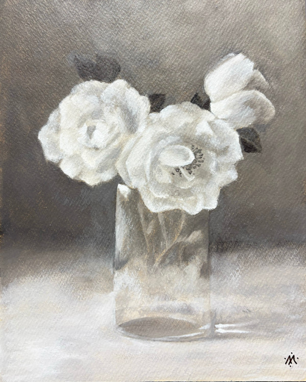 Three Roses in a Glass by Martha Lee Turner, Image 1.