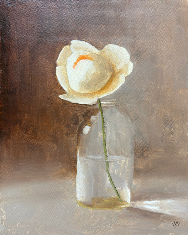 Rose in Jar (Study in Orange) by Martha Lee Turner, Image 1.