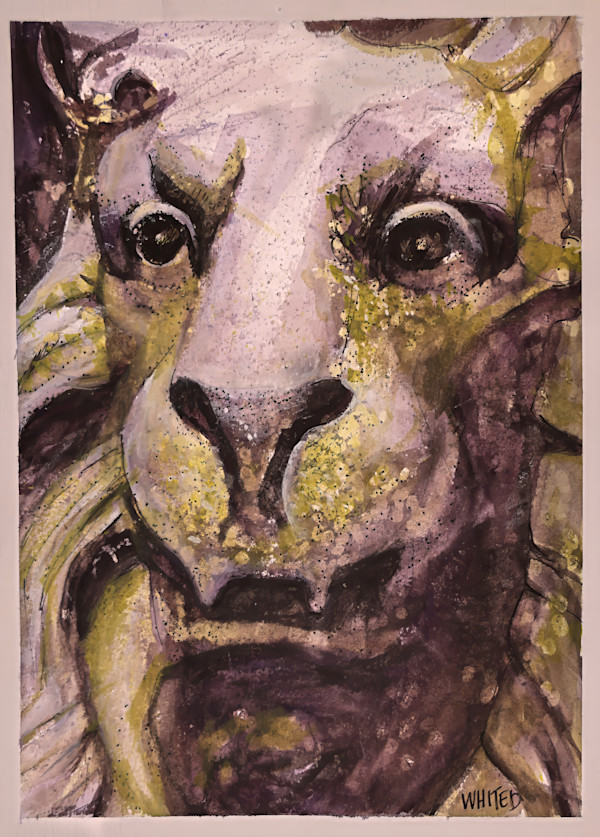 Hand-carved sandstone lion, Glendale Cemetary, Akron, Ohio by David Whited