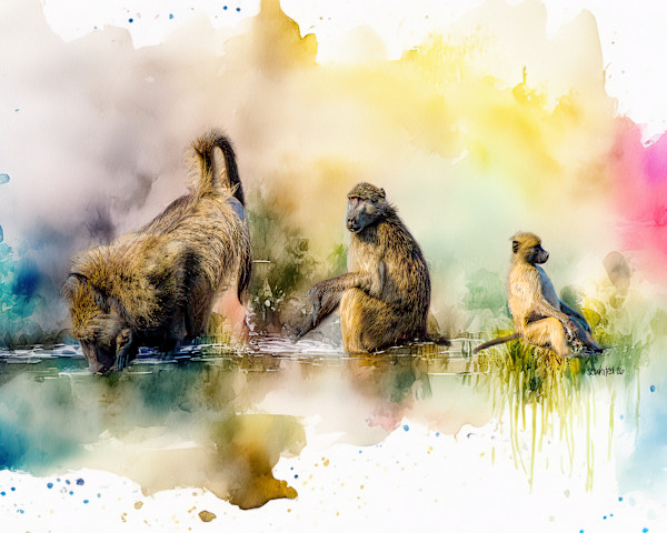 Chacma Baboon Family by David Whited, Image 1.