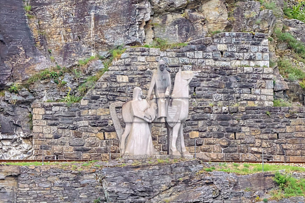 Sculpture depicting the legend of Richard the Lionheart and the minstrel Blondel de Nesle, Wachau region of Austria by David Whited