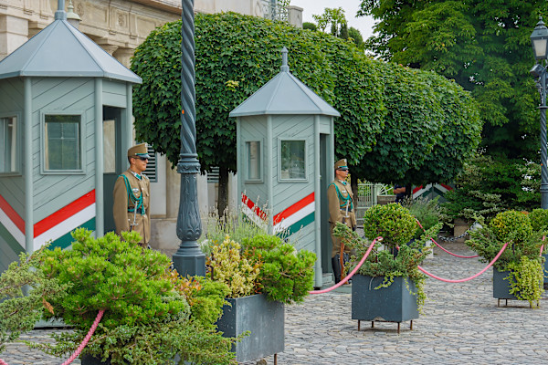 Ceremonial changing of the guard at the Sándor Palace, the official residence of the President of Hungary, in Budapest. by David Whited