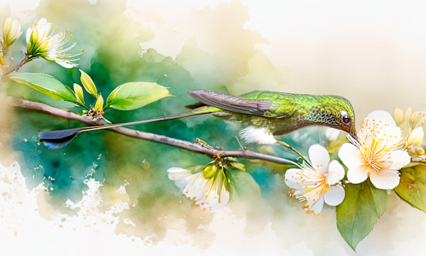 White Booted Racket-tail Hummingbird by David Whited, Image 1.