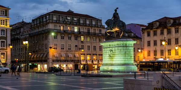 Downtown Lisbon at Dusk, Portugal by David Whited