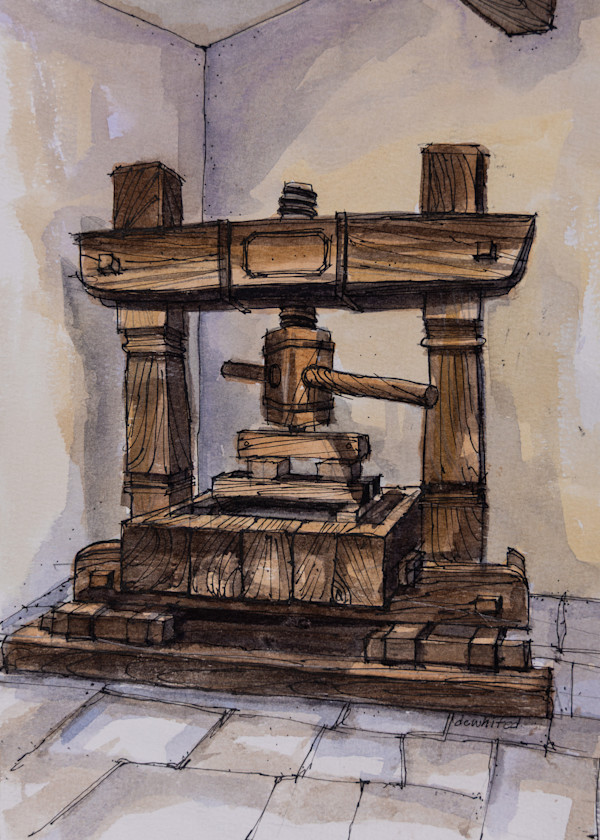 1767 Wooden screw press,  Marksburg Castle, Braubach, Germany by David Whited, Image 1.