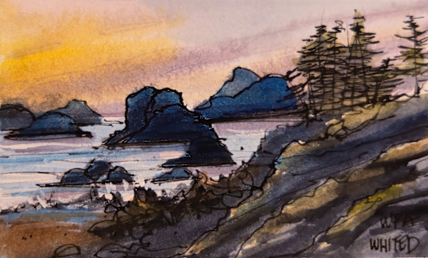 Whiskey Painting, California Coast Sunset by David Whited