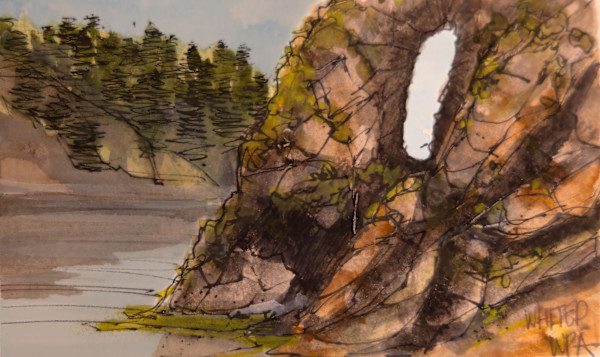 Whiskey Painting, Proposal Rock at Neskowin Beach on the Oregon Coast. by David Whited
