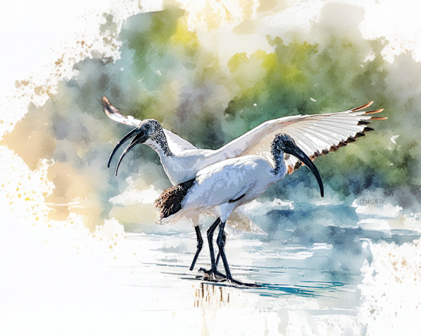 Sacred Ibis Pair, South Africa by David Whited, Image 1.