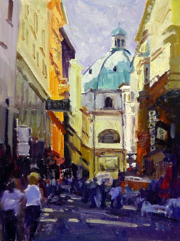 Bank Street in Budapest by Susan F Greaves