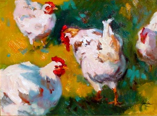 Four Chickens by Susan F Greaves