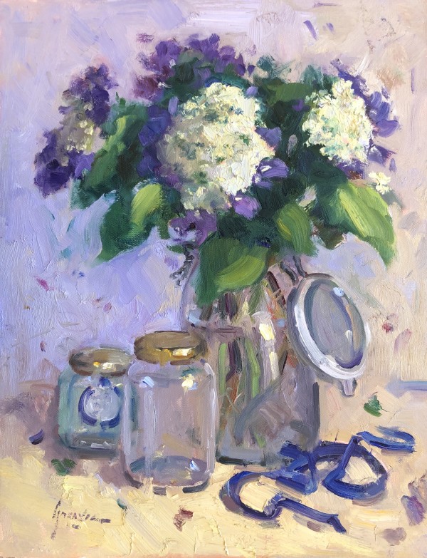 Hydrangeas and Glass by Susan F Greaves