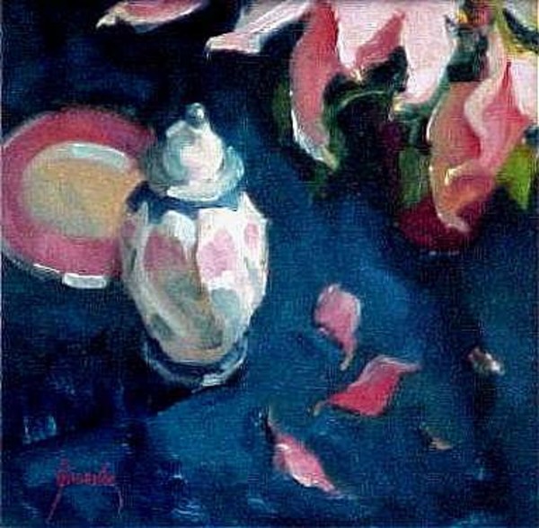 POINSETTIA AND GINGER JAR by Susan F Greaves