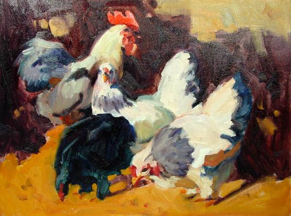 Three Hens by Susan F Greaves