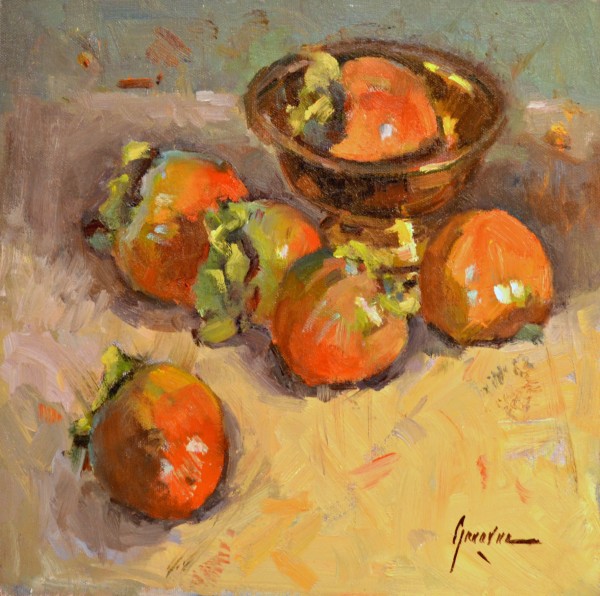 Persimmons (2) aka Warm Light by Susan F Greaves