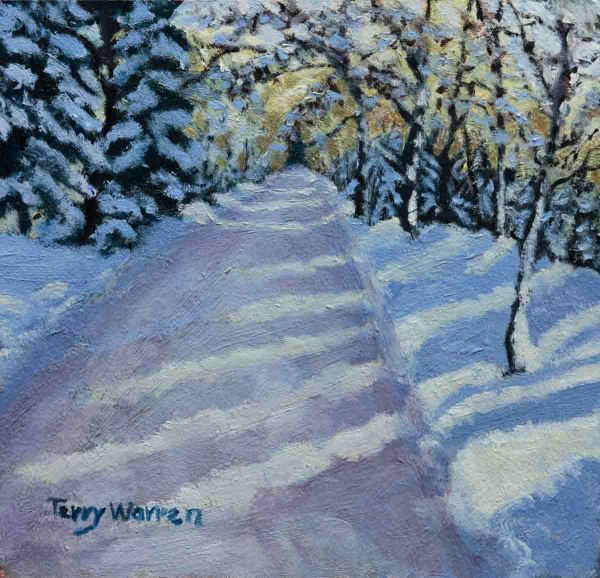 Towhee in Snow by Terry Warren