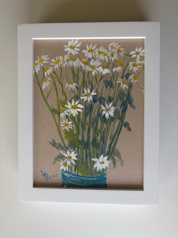 Daisies in Blue Vase by Lauren Revels, Image 2.