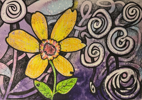 Flower Power IV- Drawing A Day #206 by Helen R Klebesadel
