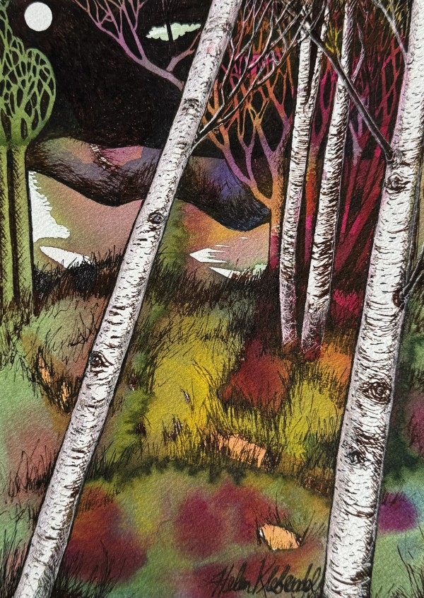 Birch Magic - Drawing a Day #220 by Helen R Klebesadel