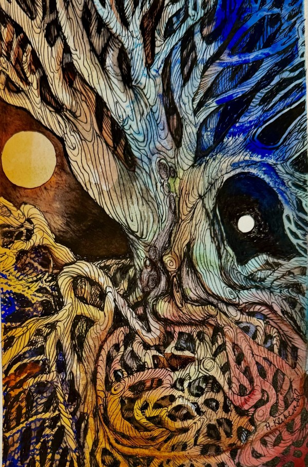 Grandmother Tree II - Drawing a Day #234 by Helen R Klebesadel