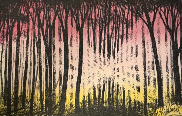 Sun Rising- Drawing a Day #245 by Helen R Klebesadel