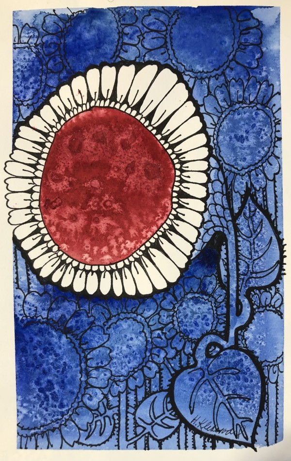 Sunflower Blues - Drawing a Day #19 by Helen R Klebesadel