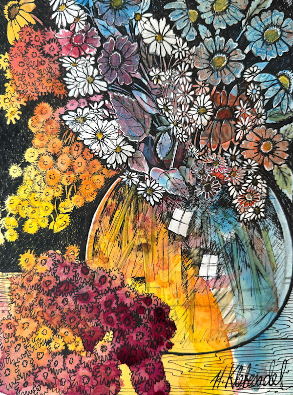 Posies - Drawing a Day #270 by Helen R Klebesadel