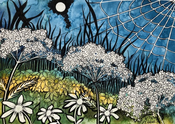 Flower Moon -Drawing a Day #36 by Helen R Klebesadel