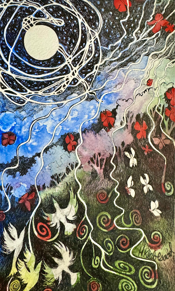 Hope and Nature  Rising- Drawing a Day #310 by Helen R Klebesadel
