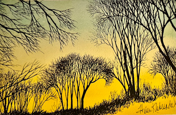 Golden Eve- Drawing a Day #335 by Helen R Klebesadel