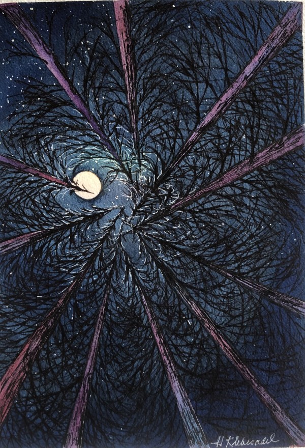 Forest Night- Drawing a Day #64 by Helen R Klebesadel