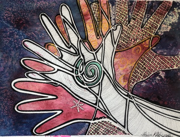 Hand Energy II - Drawing a Day #67 by Helen R Klebesadel