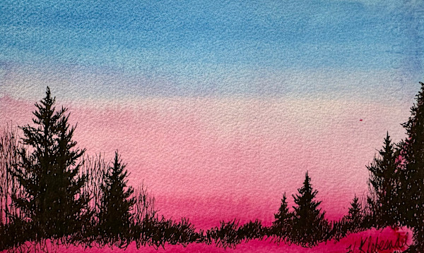 Red Sky in the Morning- Drawing a Day #324 by Helen R Klebesadel