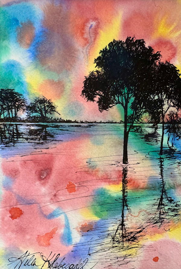 Waterscape- Drawing a Day #352 by Helen R Klebesadel