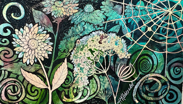 Garden Party IV- Drawing a Day #346 by Helen R Klebesadel