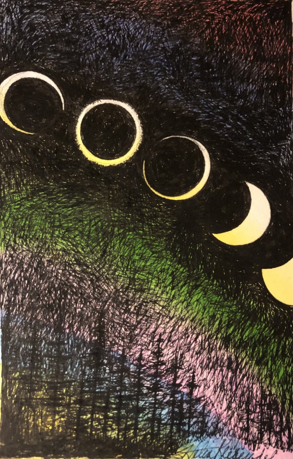 Moon 's Moment in the Sun -Drawing A Day #99 by Helen R Klebesadel