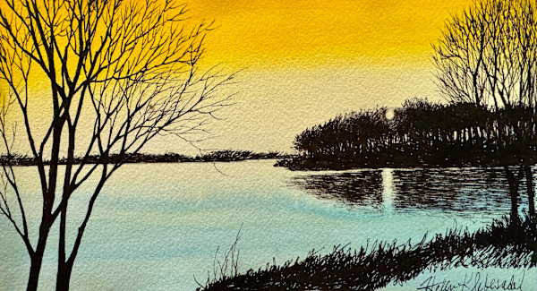 Golden Dawn- Drawing a Day #361 by Helen R Klebesadel