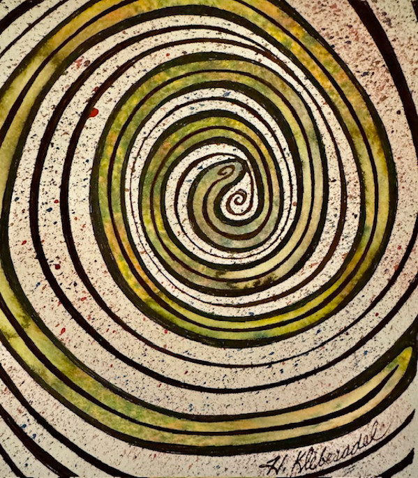 Spiral Out, Spiral In- Drawing For Good #369 by Helen R Klebesadel