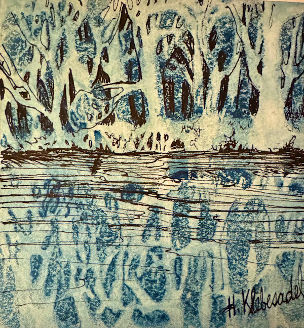 River Woods - Drawing For Good #372 by Helen R Klebesadel