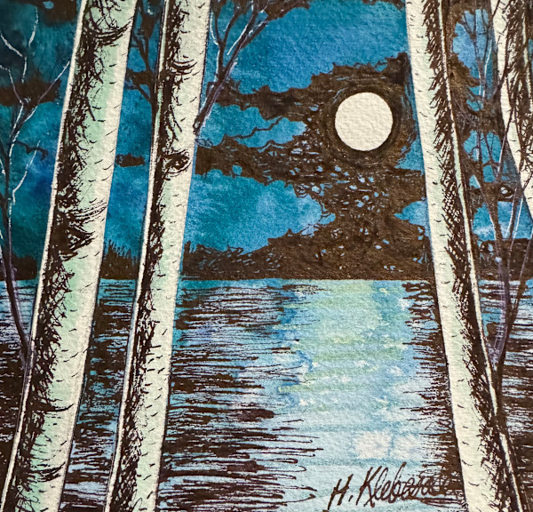 Birches by The Water- Drawing For Good #373 by Helen R Klebesadel