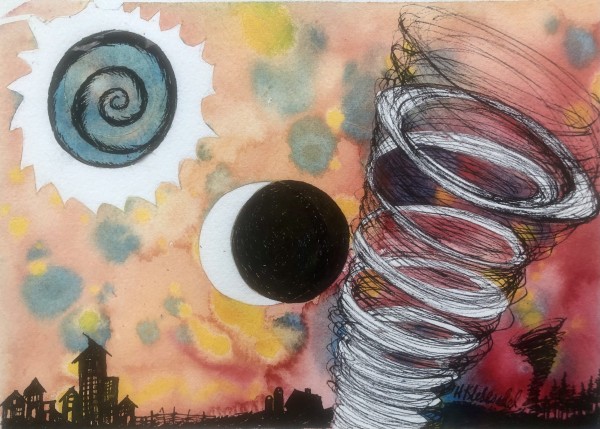 The Year of Eclipses and Tornados - Drawing a Day #130 by Helen R Klebesadel