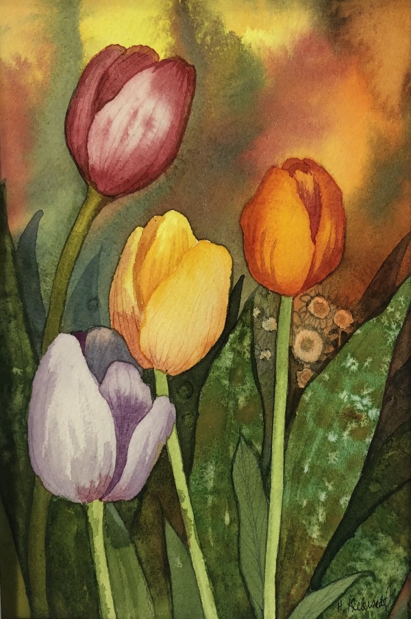 Tulips V an original watercolor by Helen R Klebesadel