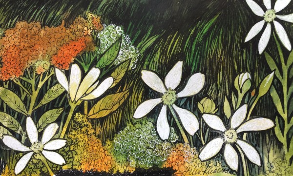 Blossoms-Drawing a Day #140 by Helen R Klebesadel