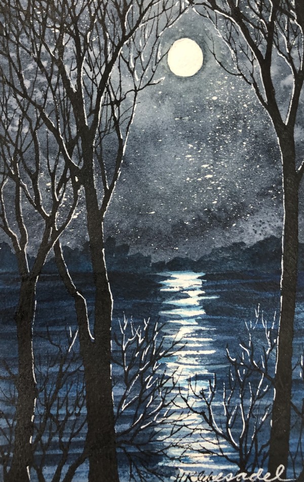 Moonlight II-Drawing a Day #136 by Helen R Klebesadel