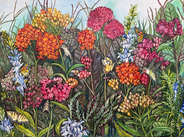 Greeting Card- Milkweed Prairie by Helen R Klebesadel