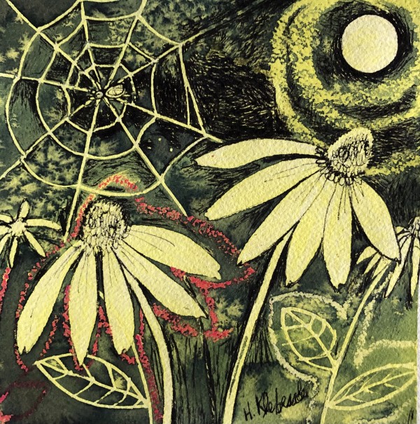 Yellow Moon Magic - Drawing a day #187 by Helen R Klebesadel