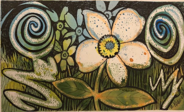 Flower Power III- Drawing A Day #204 by Helen R Klebesadel