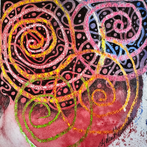 Party original watercolor and ink by Helen R Klebesadel, Image 1.