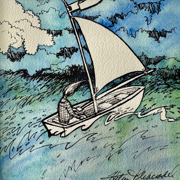 Back Breeze an original watercolor and ink by Helen R Klebesadel, Image 1.